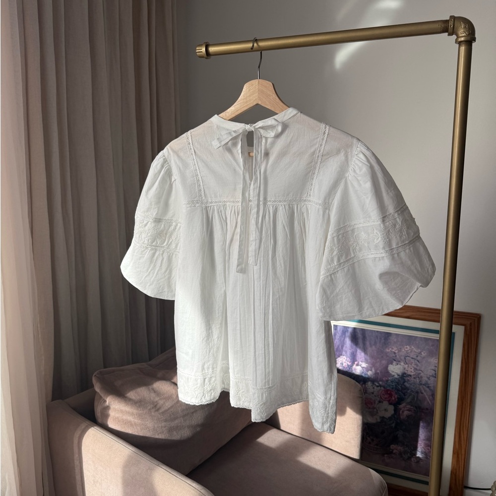 ZW Collection Embroidered Romantic Blouse, Oyster White, S, NWT - Picture 3 of 8